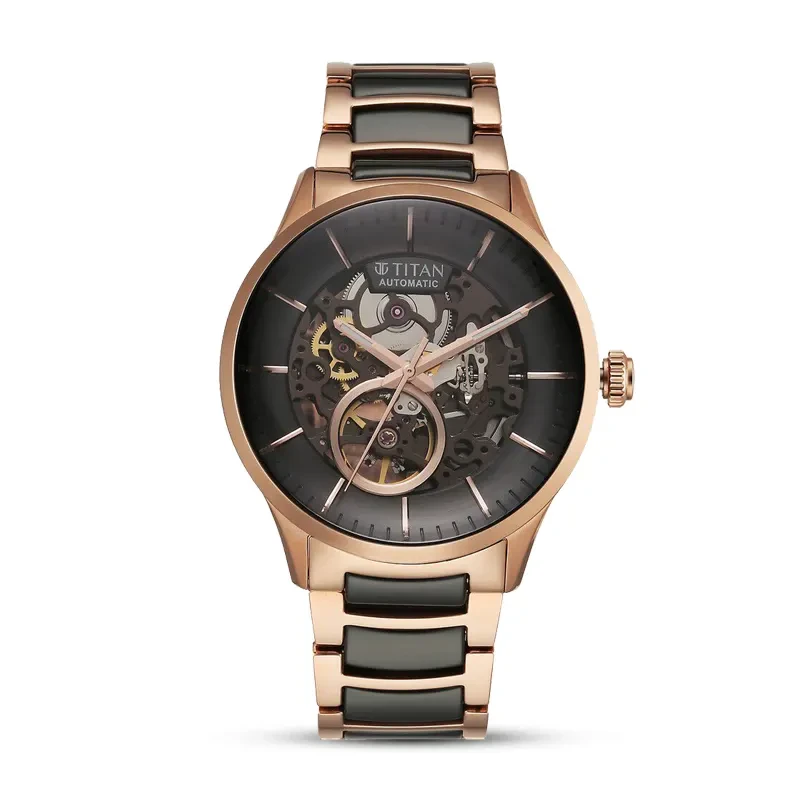 Titan Ceramic Fusion Automatic Black Skeletal Dial Men's Watch | 90174KD03