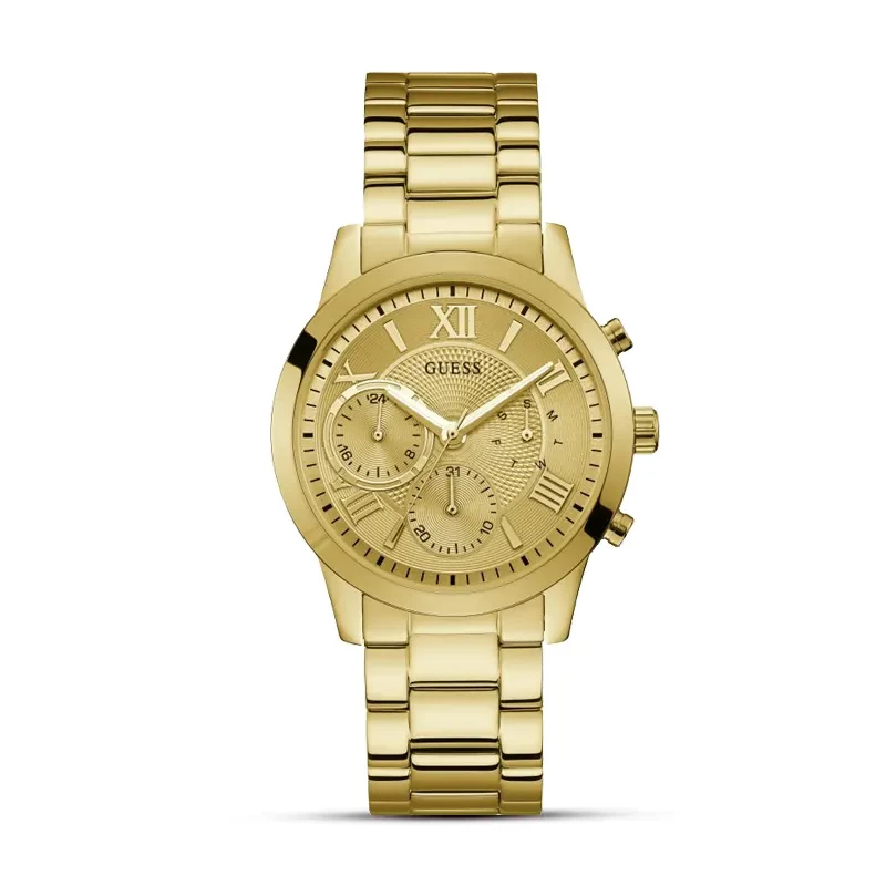 Guess Solar Gold Dial Yellow Gold-tone Ladies Watch | W1070L2
