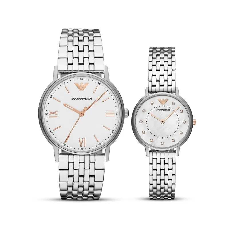 Emporio Armani Silver Dial Men and Ladies Watch Set | AR80014