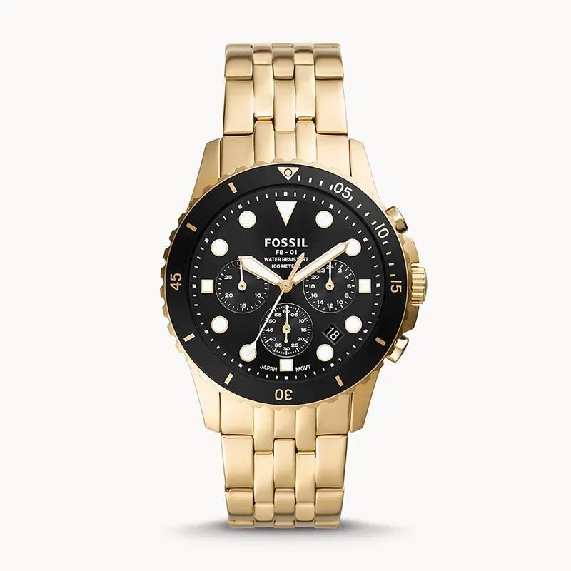 Fossil FB-01 Chronograph Gold-Tone Black Dial Men's Watch | FS5836