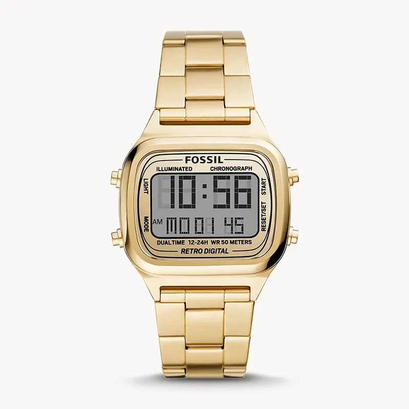 Fossil Retro Digital Gold-Tone Stainless Steel Men's Watch | FS5843
