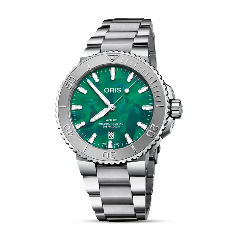 Oris X Bracenet Aquis Date Green Dial Men's Watch | 0173377304137